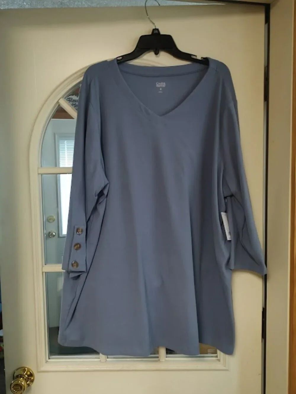 New Croft & Barrow Light Blue Soft Light Fleece 3/4 Sleeve Top Size Women's 3X